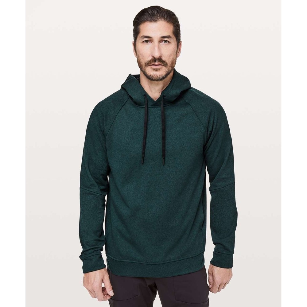 Lululemon City Sweat Pullover Hoodie Thermo Heathered Royal Emerald Sz Large
